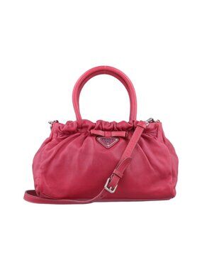 Prada Ribbon Gather Red Leather 31 Messenger Bag